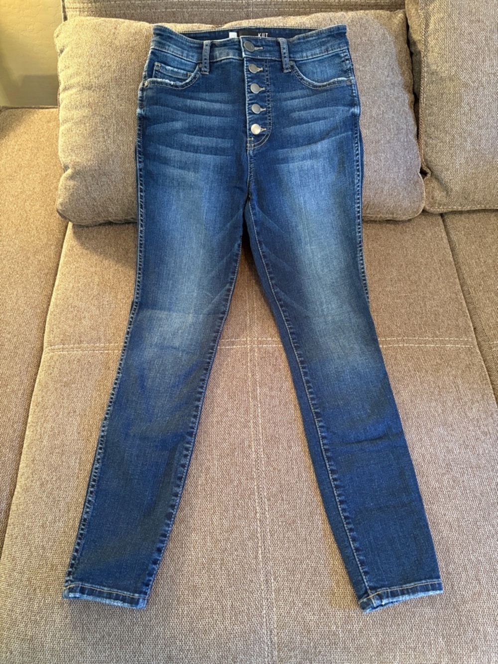 Kut from the Kloth Dark Blue High-Rise Button-Fly Skinny Jeans